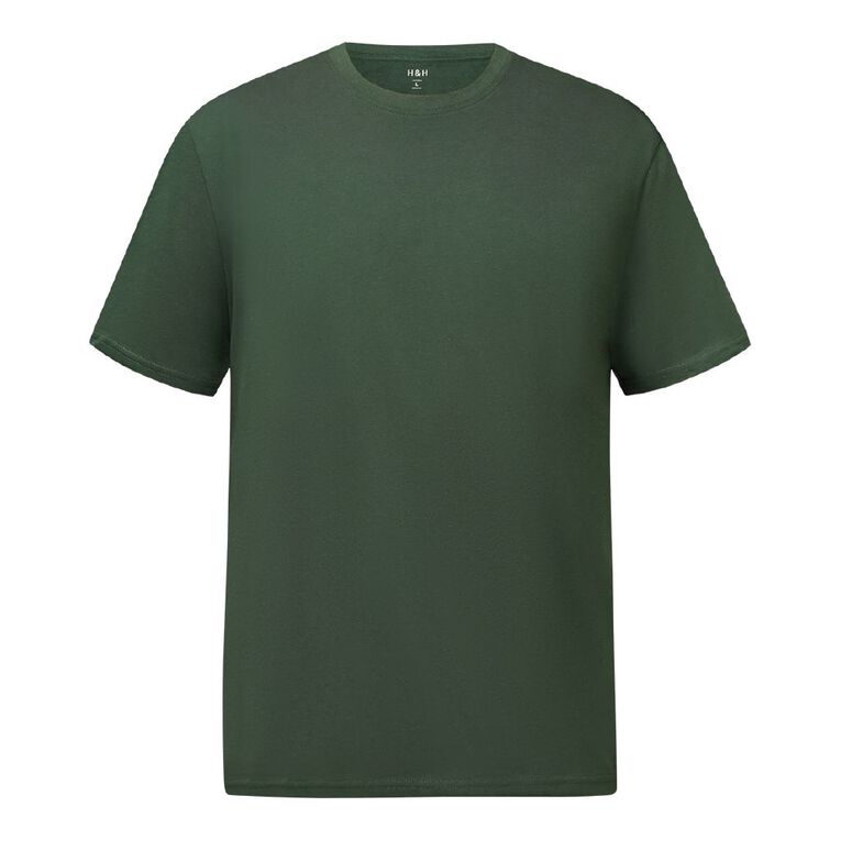 H&H Men's Regular Fit Plain Tee, Green Dark Mountain, hi-res