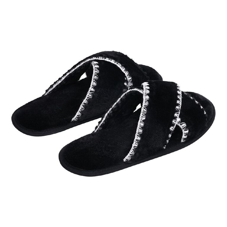 H&H Women's Bobby Slide Slippers, Black, hi-res