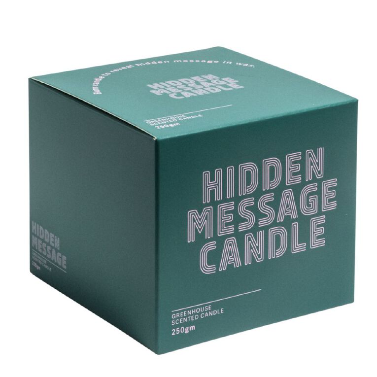 Living & Co Hidden Message Candle Greenhouse Green Dark 250g, , hi-res