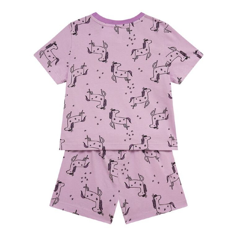 H&H Girl's Tee and Shorts Pyjama Set, Purple Light, hi-res