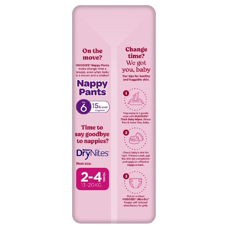 Huggies Girls' Convenience Nappy Junior Size 6 16+kg 14 Pack, , hi-res