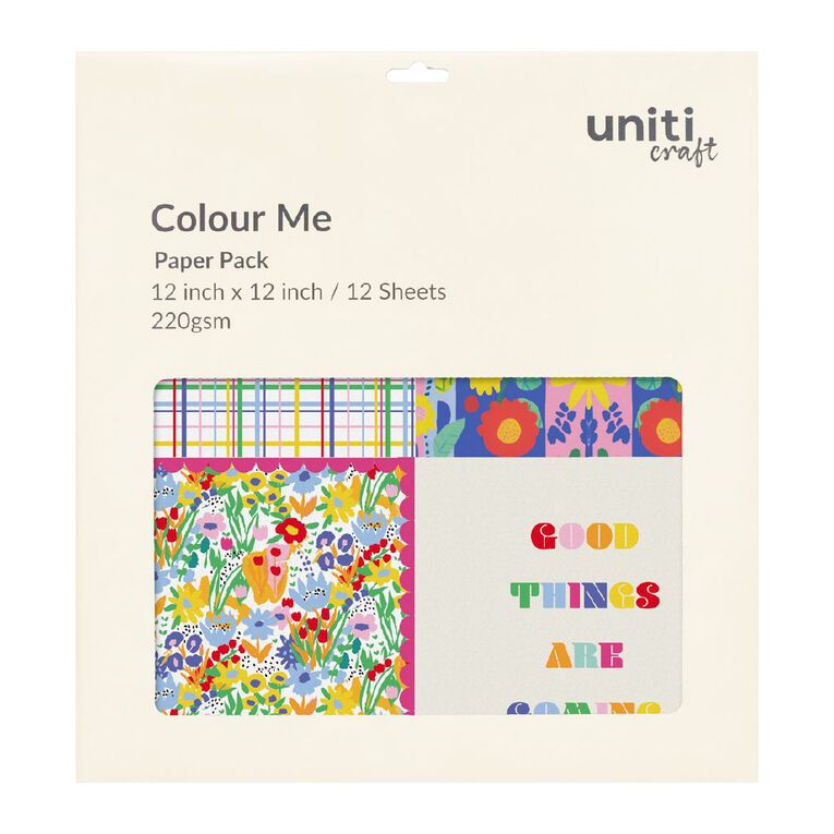 Uniti Colour Me Paper Pack 12 Sheets, , hi-res