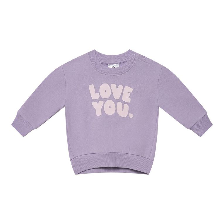 Young Original Babies' Printed Crew Sweatshirt, Purple Light, hi-res