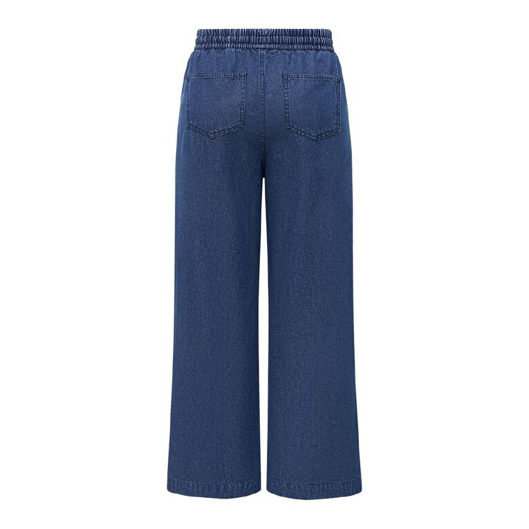H&H Women's Wide Leg Pull On Side Stripe Jean, Denim Mid, hi-res