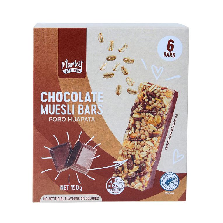 Market Kitchen Muesli Bar Chocolate 6 Pack 6 Pack, , hi-res