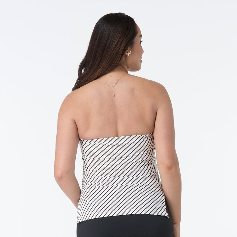 H&H Women's Contour Print Ruched Bandeau, Cream, hi-res