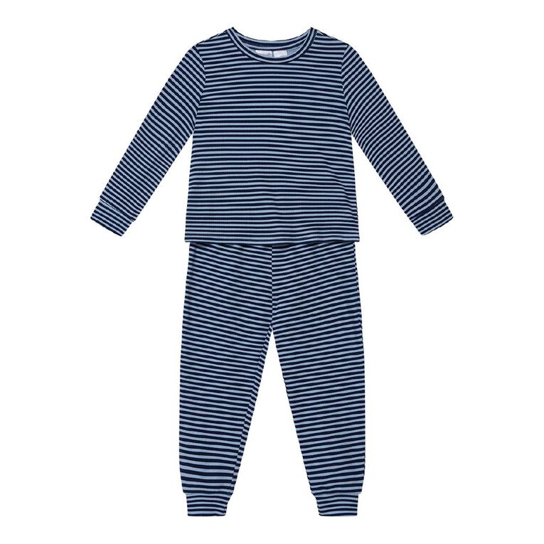 H&H Boy's Ribbed Long Sleeve Pyjamas 2 Pack, Blue Light, hi-res