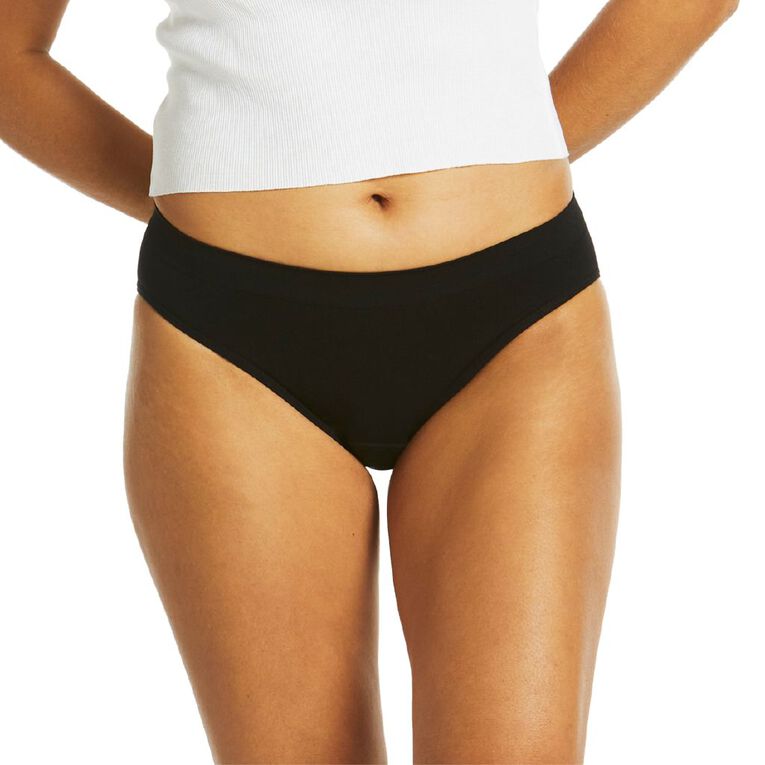 Love Luna Women's Seamfree Period Bikini Briefs, Black, hi-res