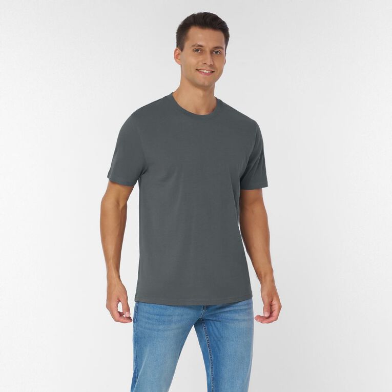H&H Men's Regular Fit Plain Tee, Grey Dark Stormyweat, hi-res
