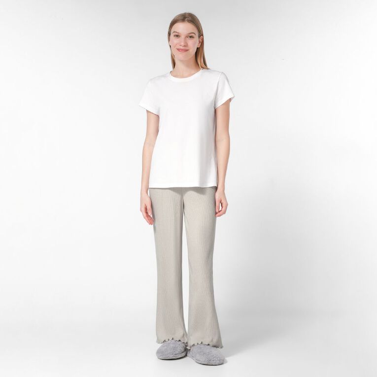 H&H Women's Soft Touch Wideleg Pyjama Pants, Brown Mid, hi-res