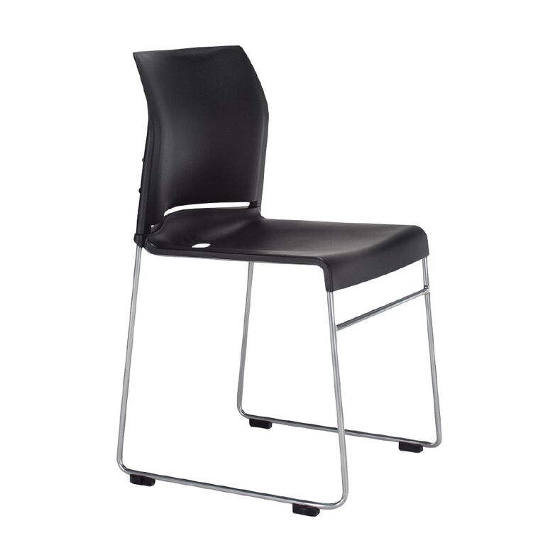 Buro Seating Envy Stacking Chair Black Reflective Silver Frame Black, , hi-res