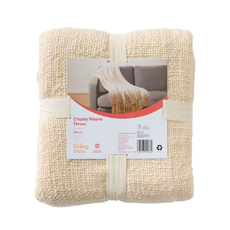 Living & Co Throw Chunky Natural 127cm x 152cm, , hi-res