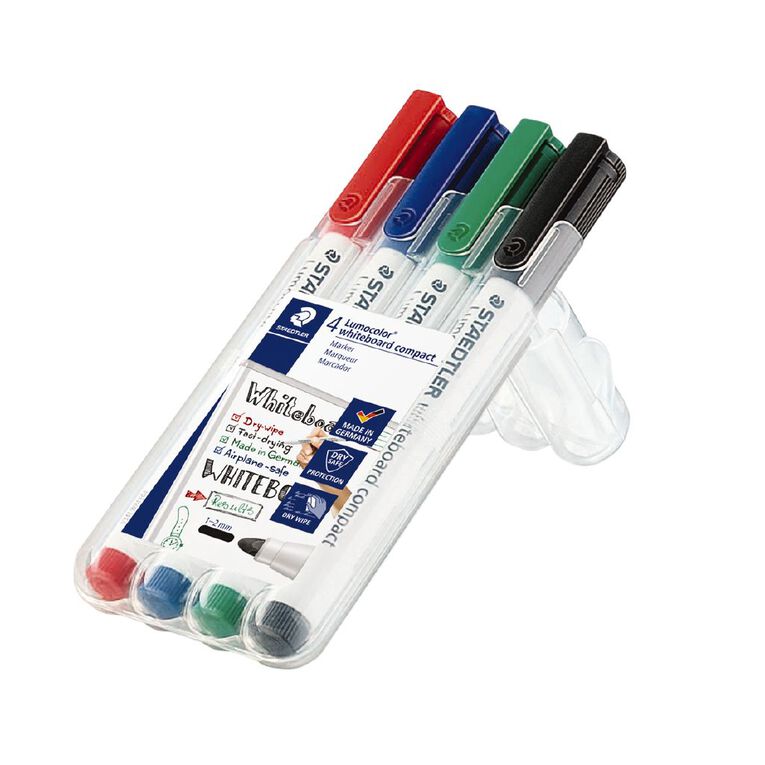 Staedtler Lumocolor Whiteboard Compact Markers Assorted 4 Pack, , hi-res