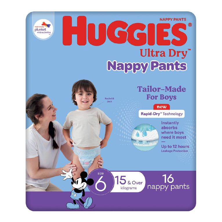 Huggies Boys' Convenience Junior Ultra Dry Pants Size 6 15+kg 16 Pack, , hi-res