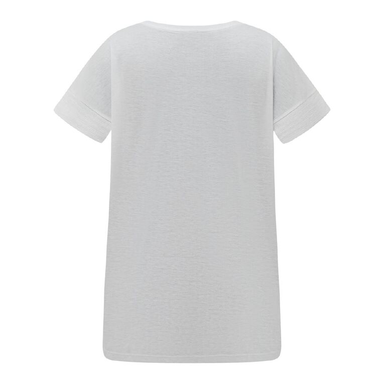 H&H Women's V Neck Drop Shoulder Tunic Top, White, hi-res