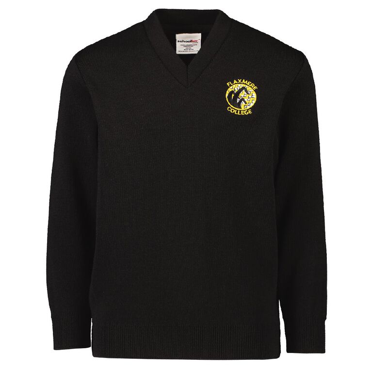 Schooltex Flaxmere College Jersey with Embroidery, Black, hi-res