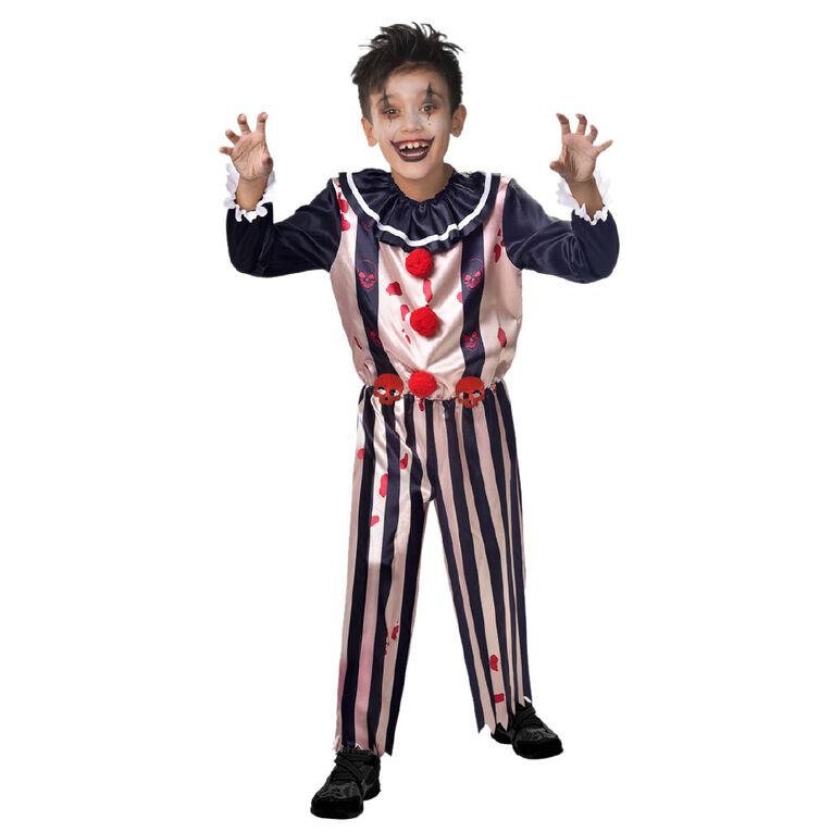 Scarehouse Creepy Clown Kids' Costume Black/White 8-10 Years, , hi-res