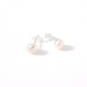 Sterling Silver Fresh Water Pearl Stud Earrings 7mm