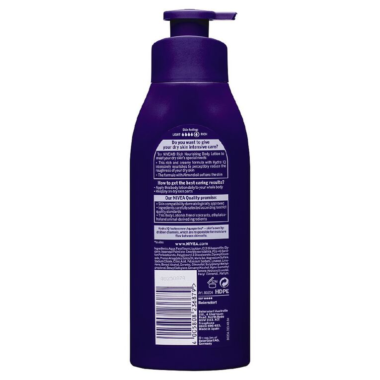 Nivea Rich Nourishing Body Lotion Navy 400ml, , hi-res