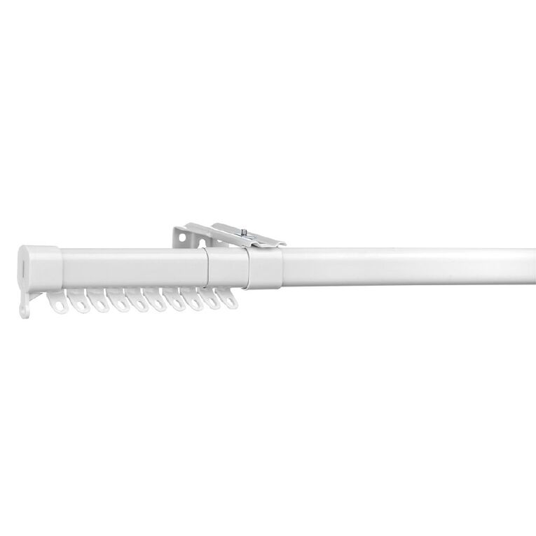 Living & Co Extendable Hand Drawn Curtain Track White 200-290cm, White, hi-res