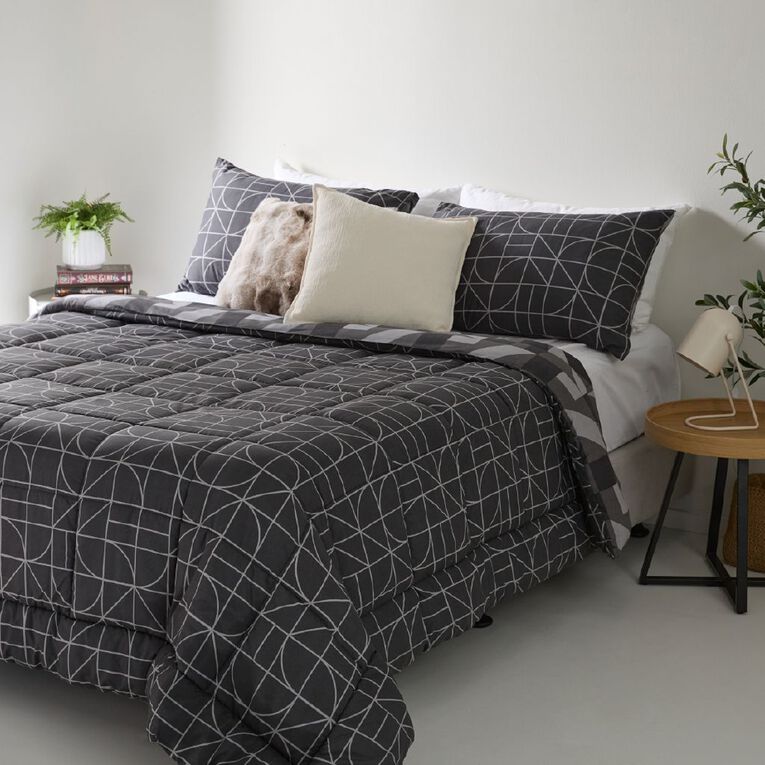 Living & Co 3 Piece Comforter Nova Grey King, , hi-res