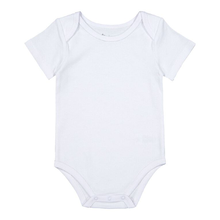 Young Original Babys' Short Sleeve Bodysuit Plain 5 Pack White The