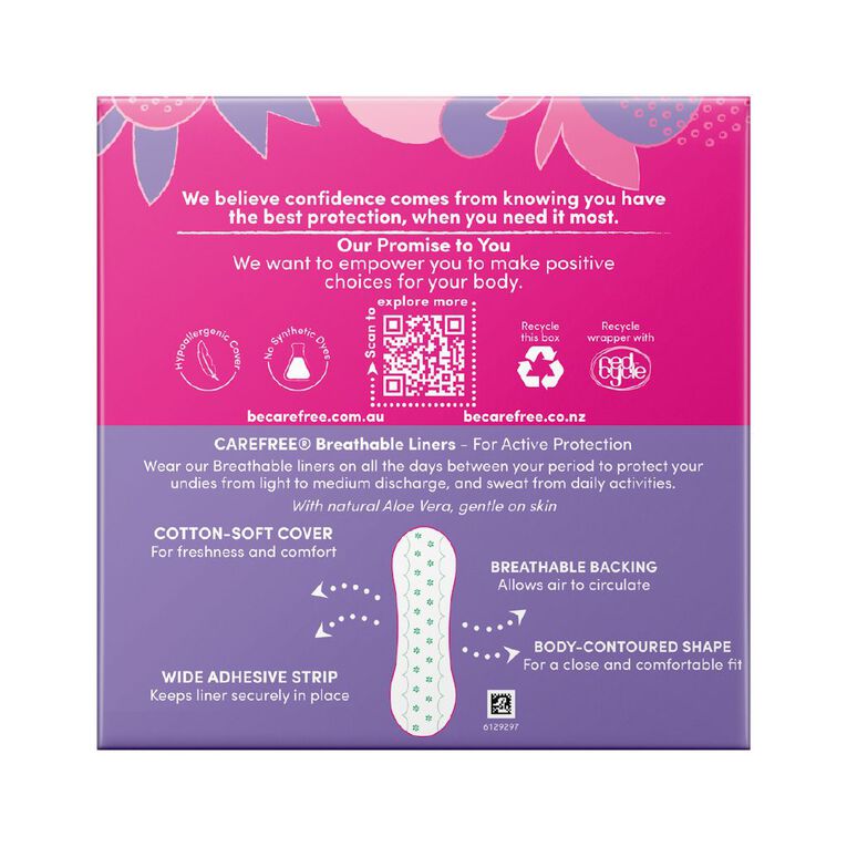 Carefree Breathable Liners Aloe 48 Pack, , hi-res