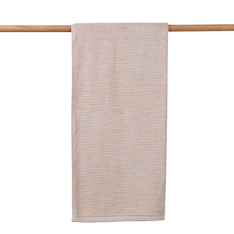 Living & Co Ribbed Bath Towel Natural 68cm x 137cm, , hi-res
