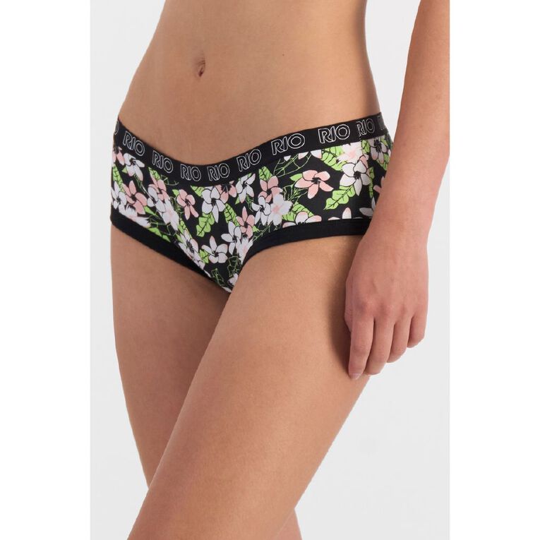 Rio Women's Boyleg Briefs 5 Pack, Black/Pink, hi-res