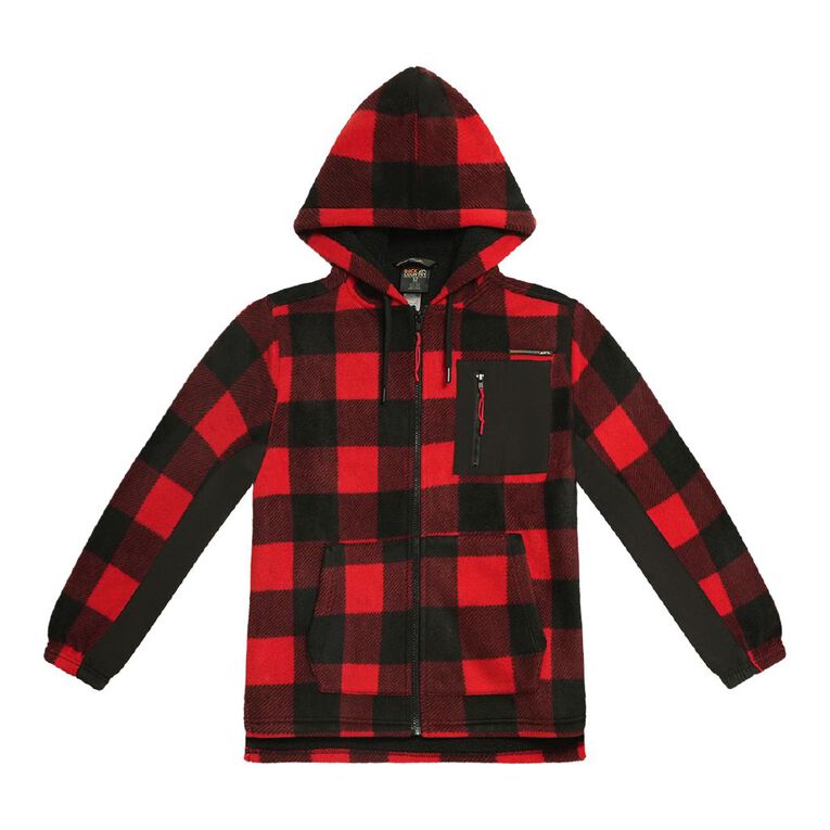 Back Country Kids' Fleece Sherpa Zip-Thru Hoodie, Red, hi-res