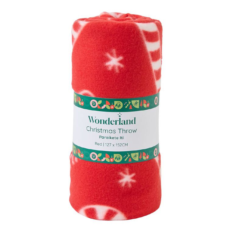 Wonderland Christmas Throw Red 127cm x 152cm, , hi-res