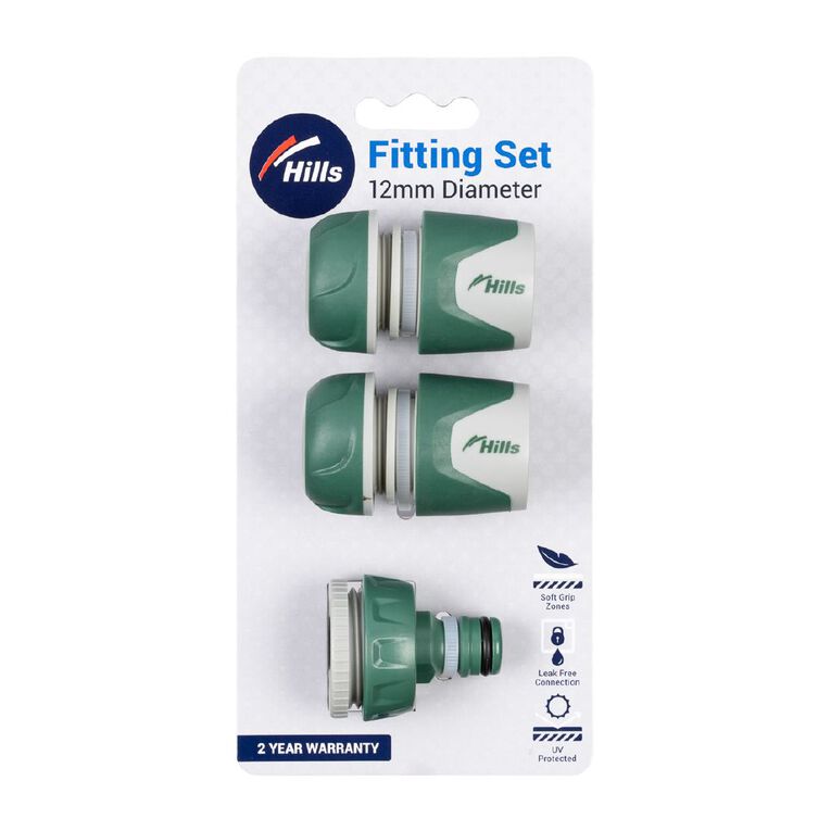 Hills Hose Fitting Set 12mm 3 Piece, , hi-res