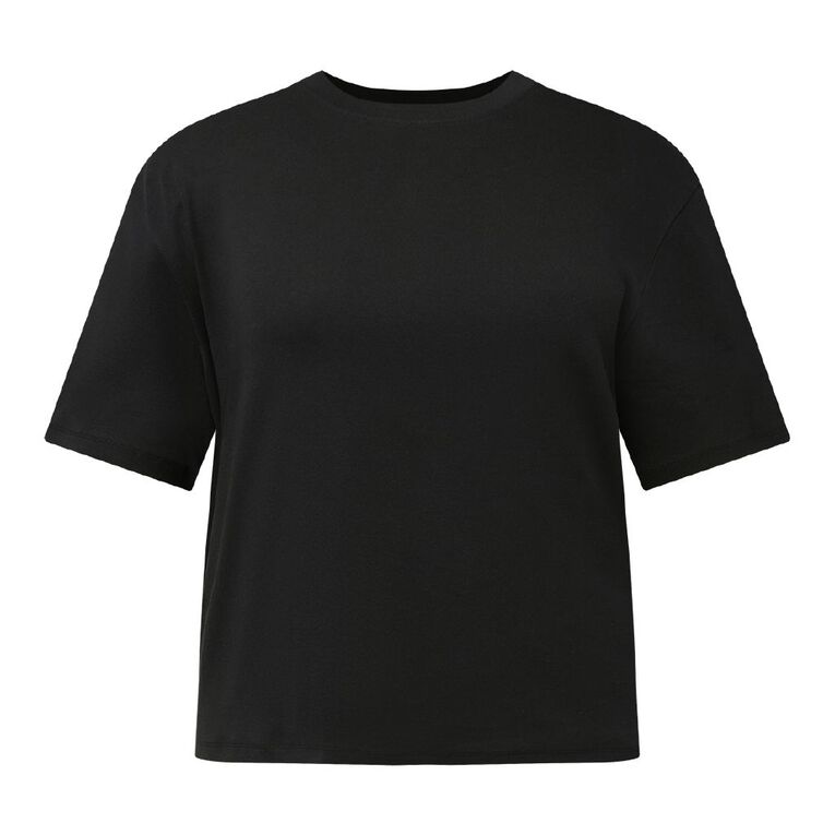 H&H Curve Women's Boxy Boyfriend Tee, Black, hi-res