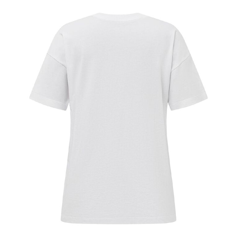 H&H Women's Short Sleeve Boyfriend Graphic Tee, White NYC RUN, hi-res