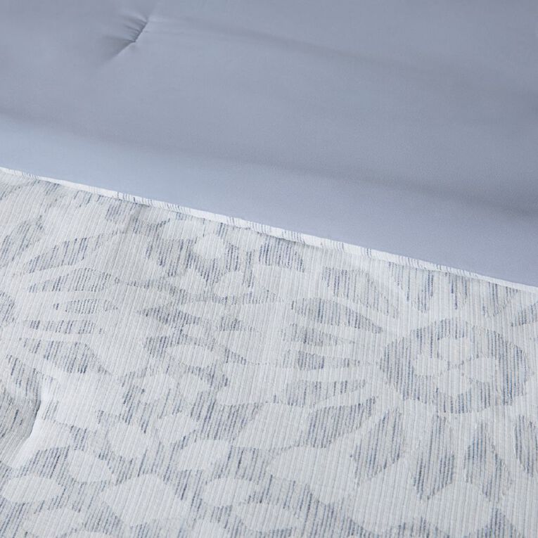 Living & Co 3 Piece Comforter Set Chenille Jacquard Blue King, , hi-res