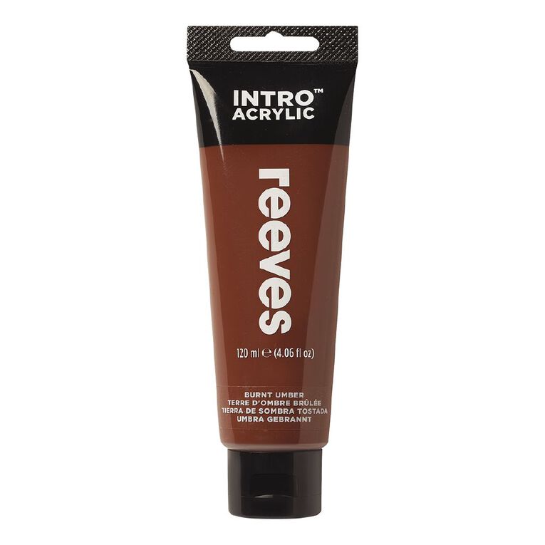 Reeves Intro Acrylic Paint Burnt Umber 100ml Brown The Warehouse