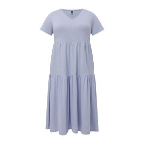 H&H Curve Women's Short Sleeve Slub Tier Midi Dress