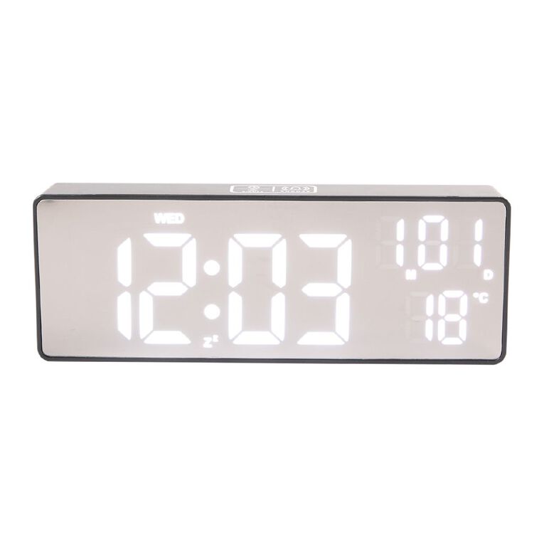 Market Lane Digital Alarm Clock with Silver Screen Black, , hi-res