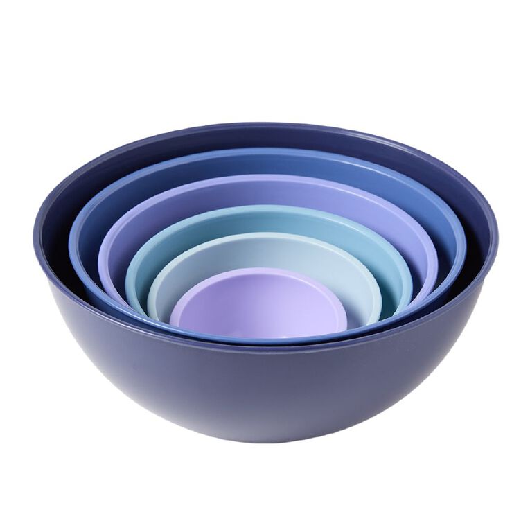 Living & Co Nested Bowls with Lids Multi-Coloured 6 Pack, , hi-res