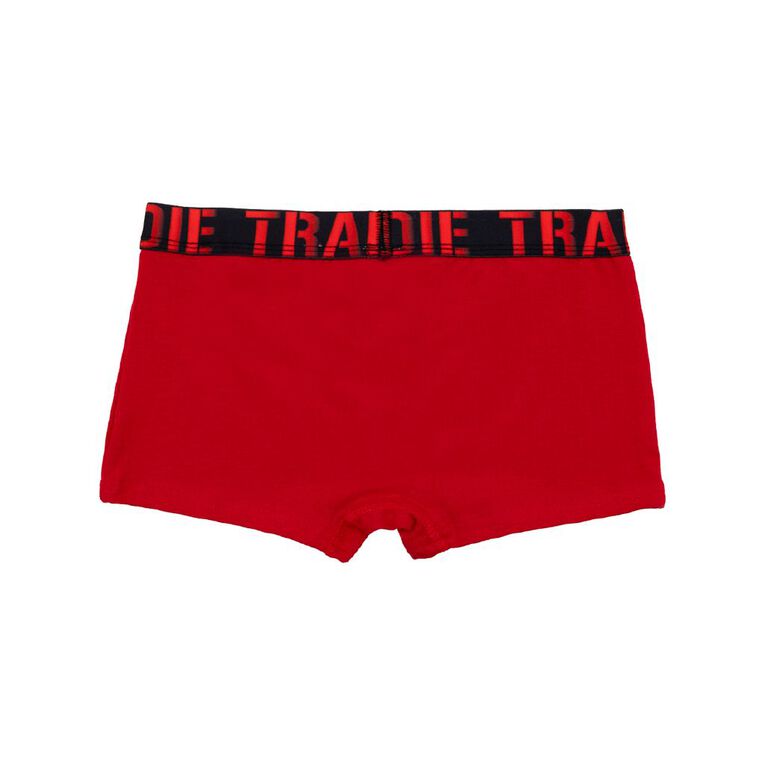 Tradie Boys' Plain Trunks 3 Pack, Red Mid, hi-res