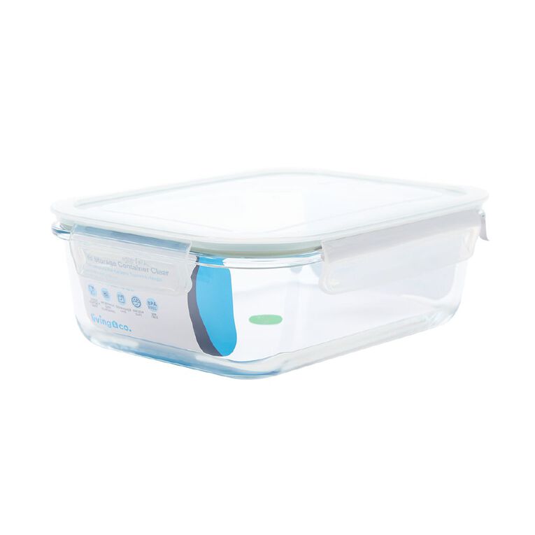Living & Co Rectangle Glass Food Storage Container 1.4L, , hi-res
