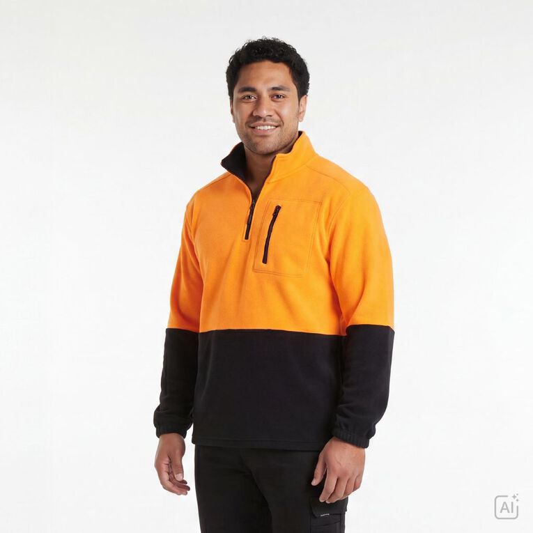 Rivet 1/4 Zip High Visibility Day Compliant Sweatshirt, Orange, hi-res