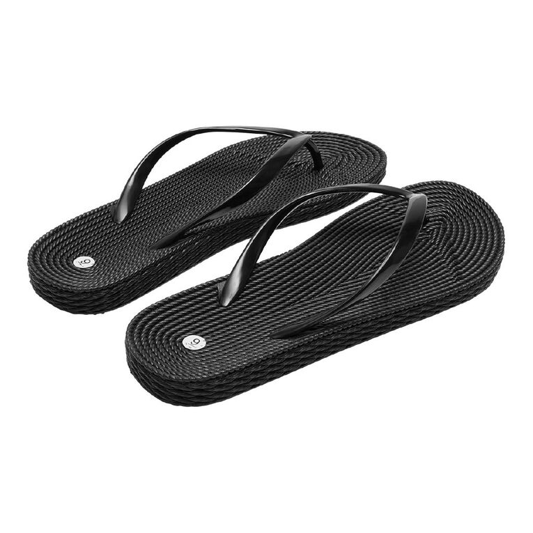 H&H Women's Plaited Jandals, Black, hi-res