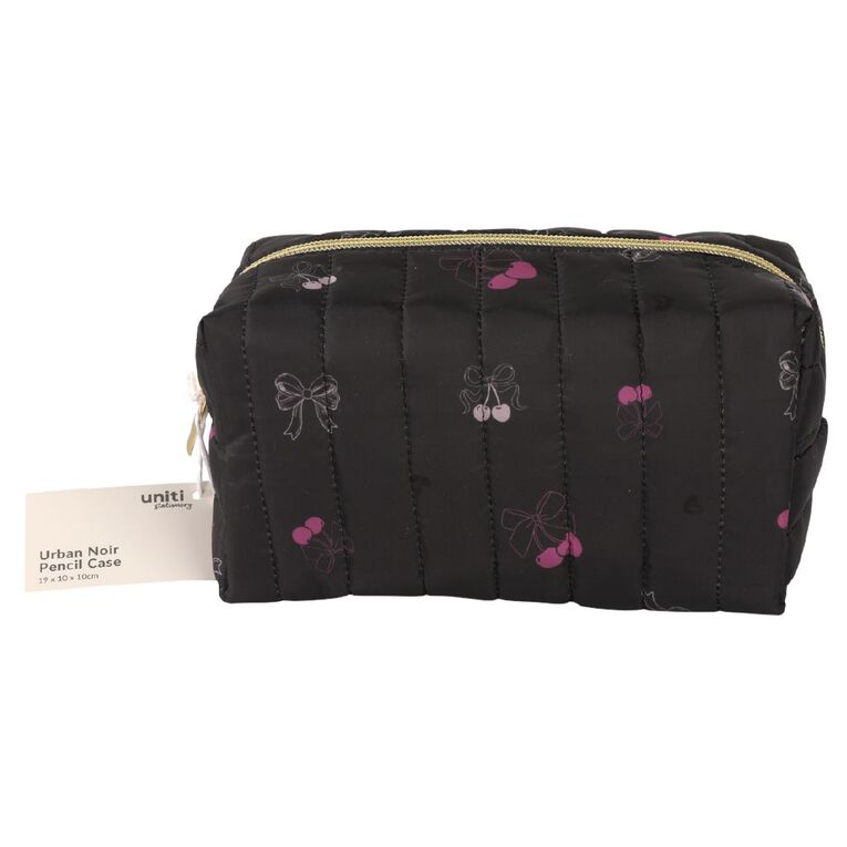 Uniti Stationery Urban Noir Bow & Cherry Pencil Case, , hi-res