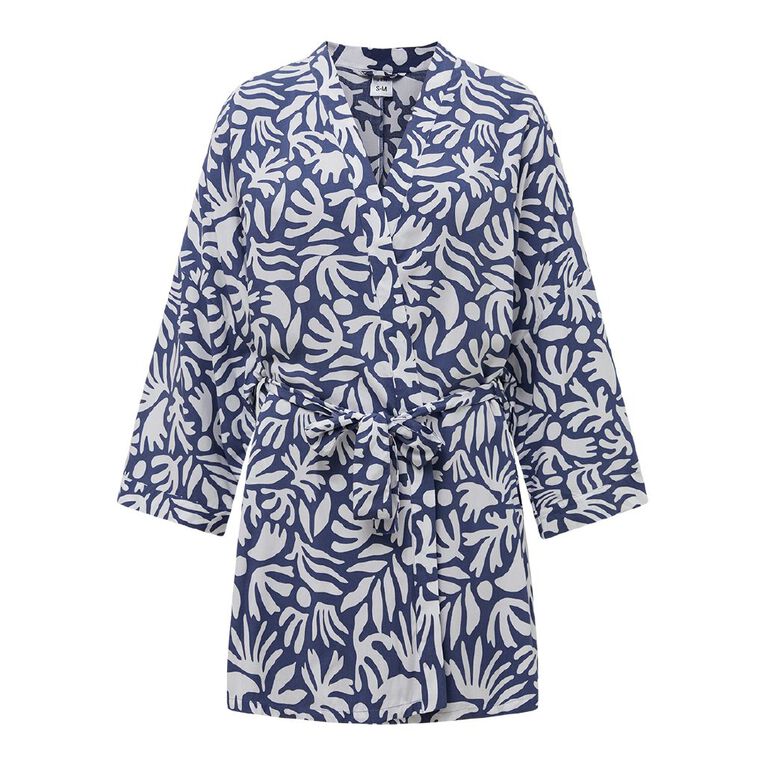 H&H Women's Woven Robe, Blue Dark, hi-res