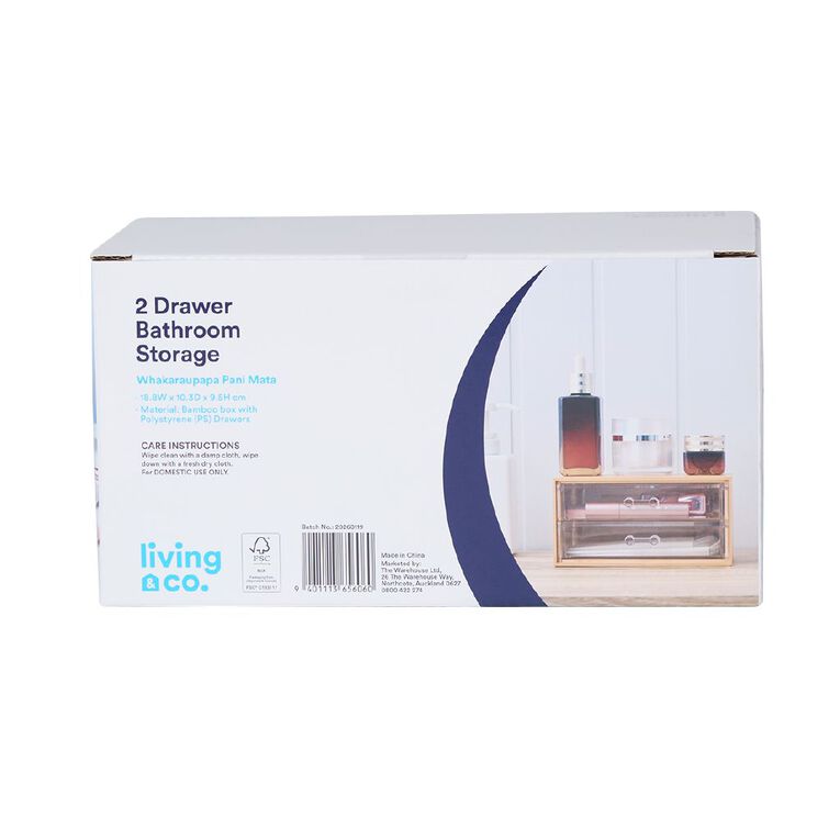 Living & Co Bathroom Bamboo 2 Drawer, , hi-res