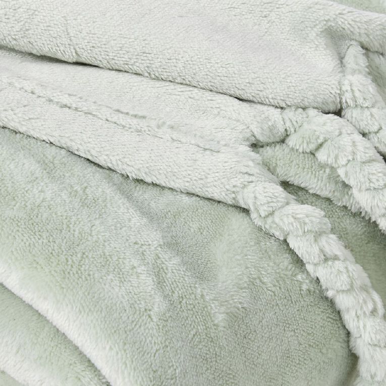 Living & Co Throw Plush Green Light 127cm x 152cm, , hi-res