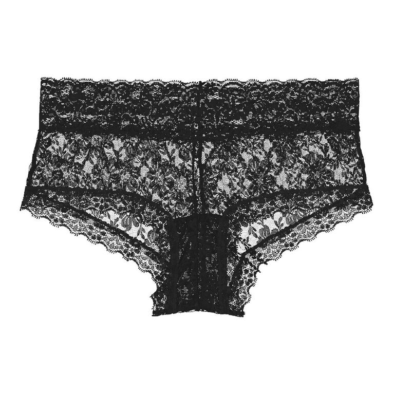 H&H Women's Poppy Lace Boyleg Briefs, Black, hi-res