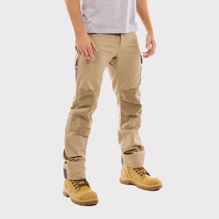 Tradie Men's Slim Fit Flex Cargo Pants, Khaki, hi-res