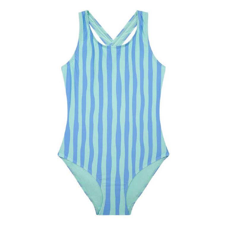 Young Original Printed Swimsuit, Blue Light, hi-res